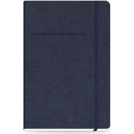 Ημερολόγιο ημερήσιο The Writing Fields Softline 2000 17x24cm 2024 με λάστιχο soft εξώφυλλο με υφή δέρματος μπλε